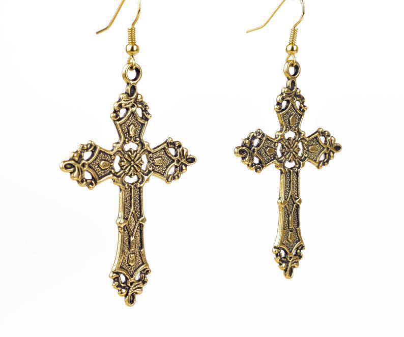Wholesale Vintage Gothic Cross Alloy Earrings